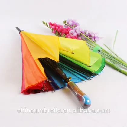 rainbow straight umbrella 16k uv care sun-protection umbrella safe auto opening umbrella