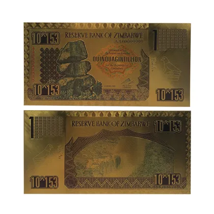 Customizable Zimbabwe Banknotes: Gold Plated 100 Billion Trillion Quintillion Dollar Wholesale Offer