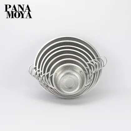 Stainless Steel Round Water Filter Fruit Vegetable Basket Rice Washing Sieve