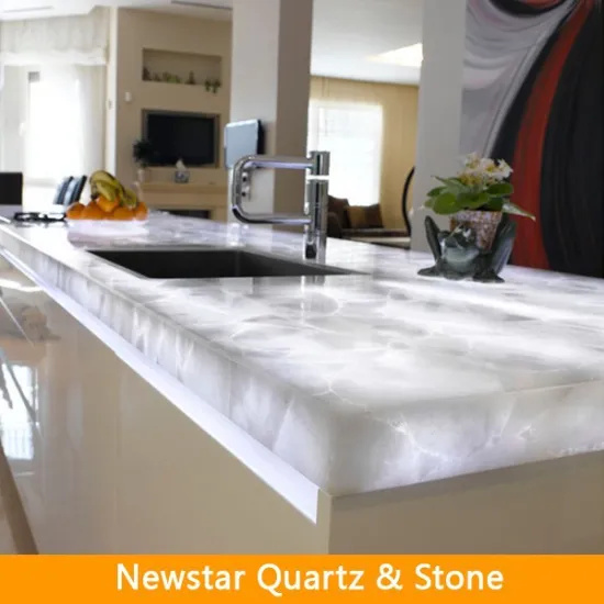 White Semi Precious Stone Kitchen Countertop