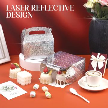 Shiny Silver Holographic Party Favor Boxes - 12 Pcs for Christmas Candy, Gifts, Wedding & Birthday Decor
