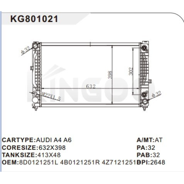 car  radiator for AUDI A4 8D0121251L