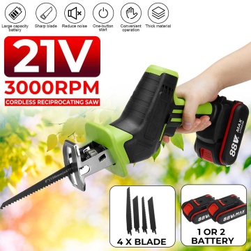 21V Cordless Electric Reciprocating Saw Outdoor Saber Saw Kit For Makita Battery with Wood & Metal 4pcs Saw Blade