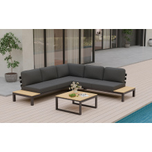 Aluminum and Teak Outdoor Sofa Set