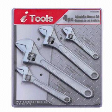 4-piece adjustable wrench set, made of stainless steel