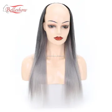 Hot sell Clips in on hair wig long straight hair  head set 360 traceless synthetic fiber  wig head U-shaped wig