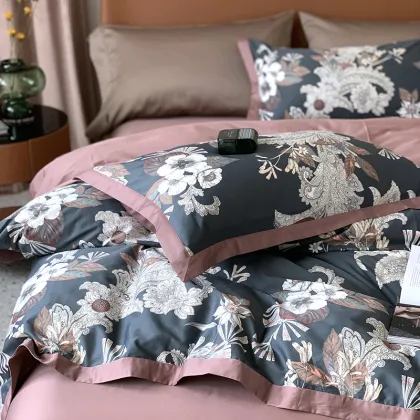 300TC Luxury Egyptian Cotton Printed Quilt Cover Bedding Set