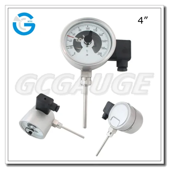 High quality 4inch lower entry electronic contact bimetal thermometer