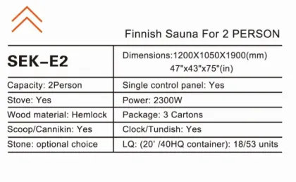 Sek Canada Hemlock Steam Sauna Rooms with Harvia Stove