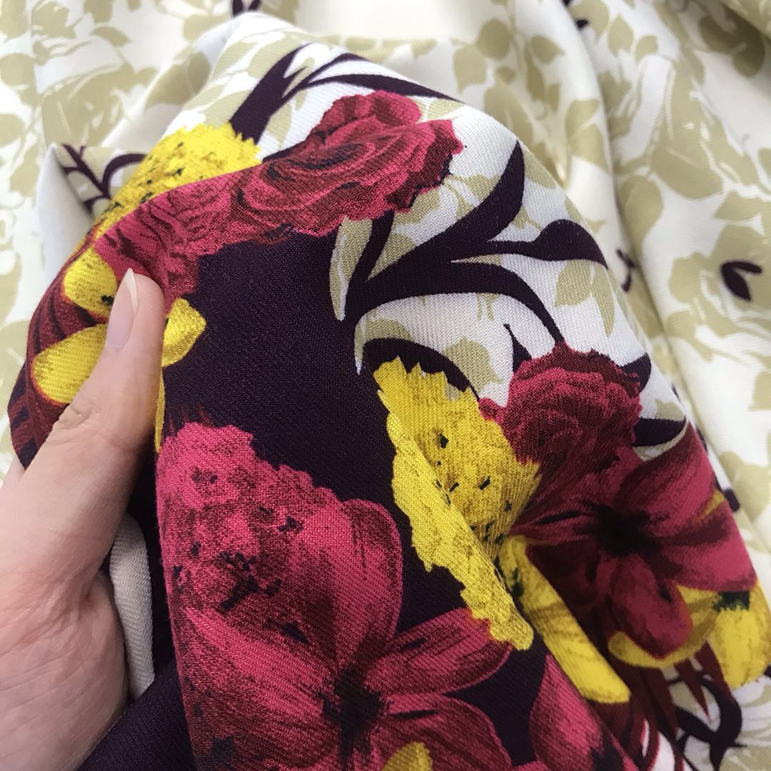  broder twill rayon print fabric
