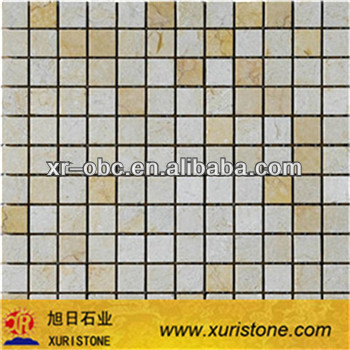 White and yellow marble stone mosaic tile