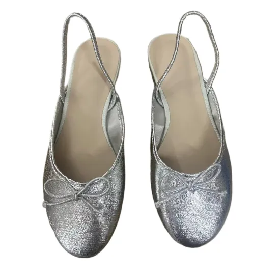 2024 Summer Collection: Large Size 42 Famous ZA Shoes for Women - Stylish Silver Closed Toe Sandals and Mules