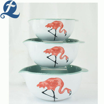 Fashion trend unique printed ceramic pointed mouth bowl