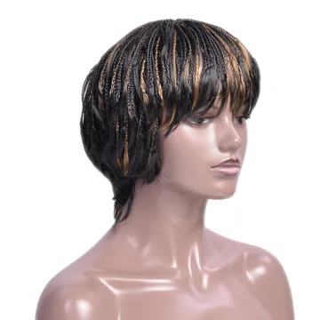 Short Braided Dreadlock Wigs Wholesale Straight Glueless Cheap Afro Short Pixie Cut Braided Synthetic Hair Wigs For Black Women