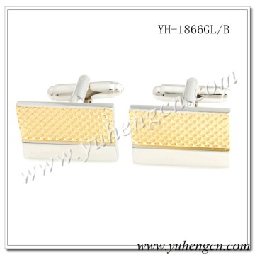 YH-1866GL/B Classic Mens 2 Tone Plating Plain Metal Cufflinks,Clothing Accessories