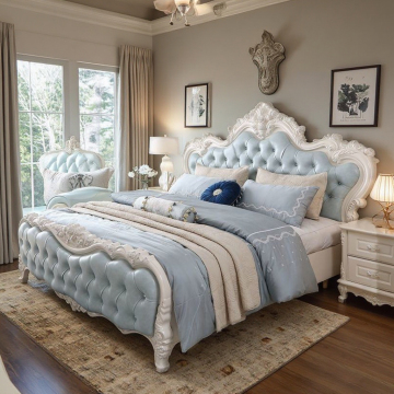 European Style Luxury MDF Wooden Bedroom Furniture - Wooden Bed