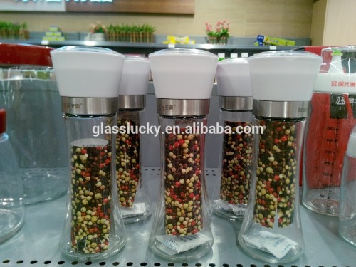 Popular glass manual pepper mill , salt and pepper mill as pepper grind mill