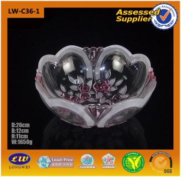 Roses Plate Heart Shape Glass Plate (LW-C36-1/LW-C36-3)