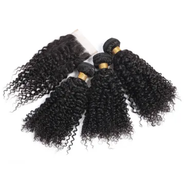 7a cheap human hair bundles with closure , curly hair bundles with closures