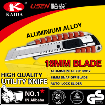18mm Snap Off Blade Aluminium Alloy Auto lock Utility Cutter Knife