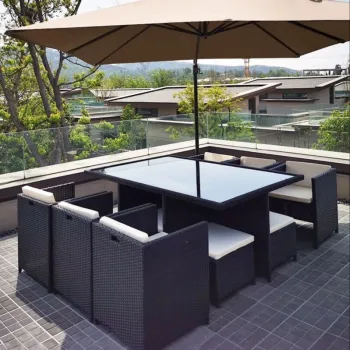 Factory Direct Garden Patio Furniture: Rattan, Waterproof Tables & Chairs with Modern Glass Top