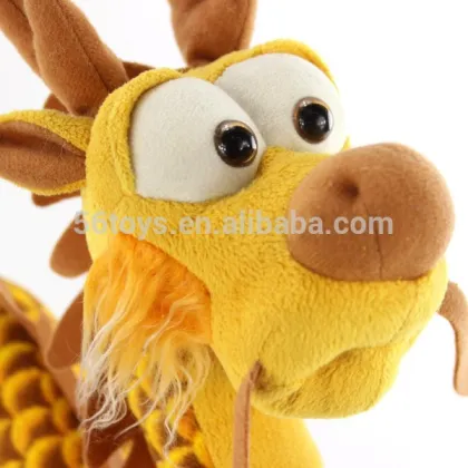 Custom yellow chinese dragon stuffed toys, dragon plush toy wholesale