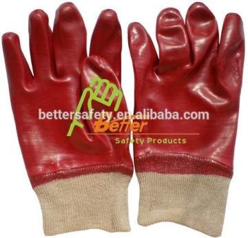 China Cotton Lined Red PVC Rubber Coated Construction Gloves high quality
