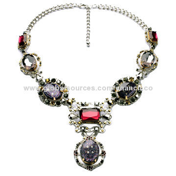 Extravagant Necklace with Twinkling Gems and Crystals Decoration, Available in Various Colors/Styles