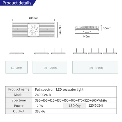 WEEK AQUA Z400SEA LED Dimmable Smart App Control Aquarium Light for Saltwater Tanks