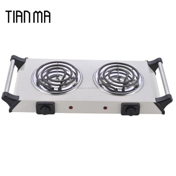 Leader Electrical Appliances Double Burner Electric Hot Plate Stove with Solid Stainless Steel Plates