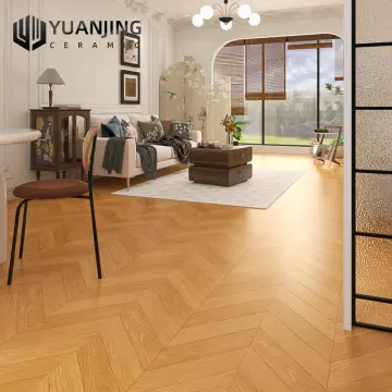 High-Quality Vintage Cream Wood-Style Fish Bone Carved Wood Grain Brick Floor Tiles - Easy to Clean