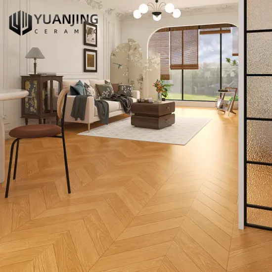 High-Quality Vintage Cream Wood-Style Fish Bone Carved Wood Grain Brick Floor Tiles - Easy to Clean