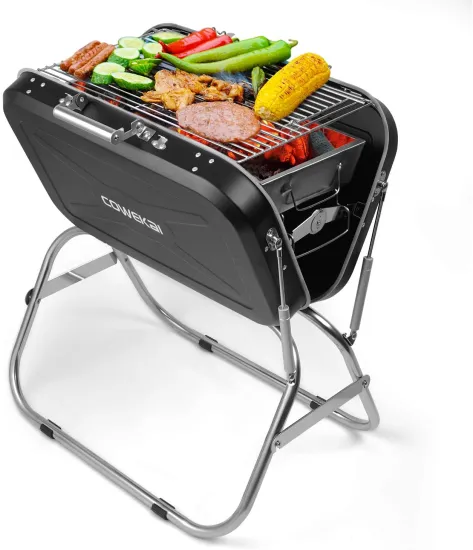 Stainless Steel Large Briefcase Portable Outdoor Camping bbq grill folding legs Charcoal commercial charcoal bbq grill outdoor