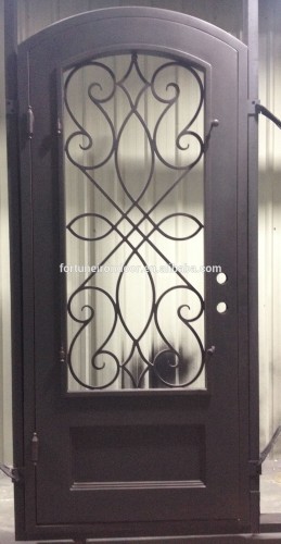 2016 exterior wrought iron single doors for sale made with warm edge tempered glass and window