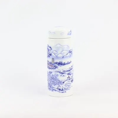RZNU01-ABC Blue and White Porcelain Thermos Tea Cup