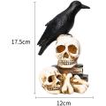 Perched Raven On Skull Halloween Home Decor Gift