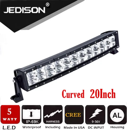 10~30V DC IP69K 5w CR-EE 4X4 Offroad 20inch 120W car curved LED Light Bar