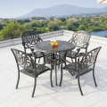 Outdoor cast aluminum tables and chairs
