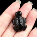 Black Obsidian 1.0Inch Turtle Ornament Handmade Craved Animal Figurine Tortoise Sculpture for Home Decoration