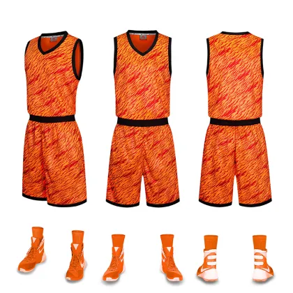 Sublimated Design Green Camouflage Basketball Uniform