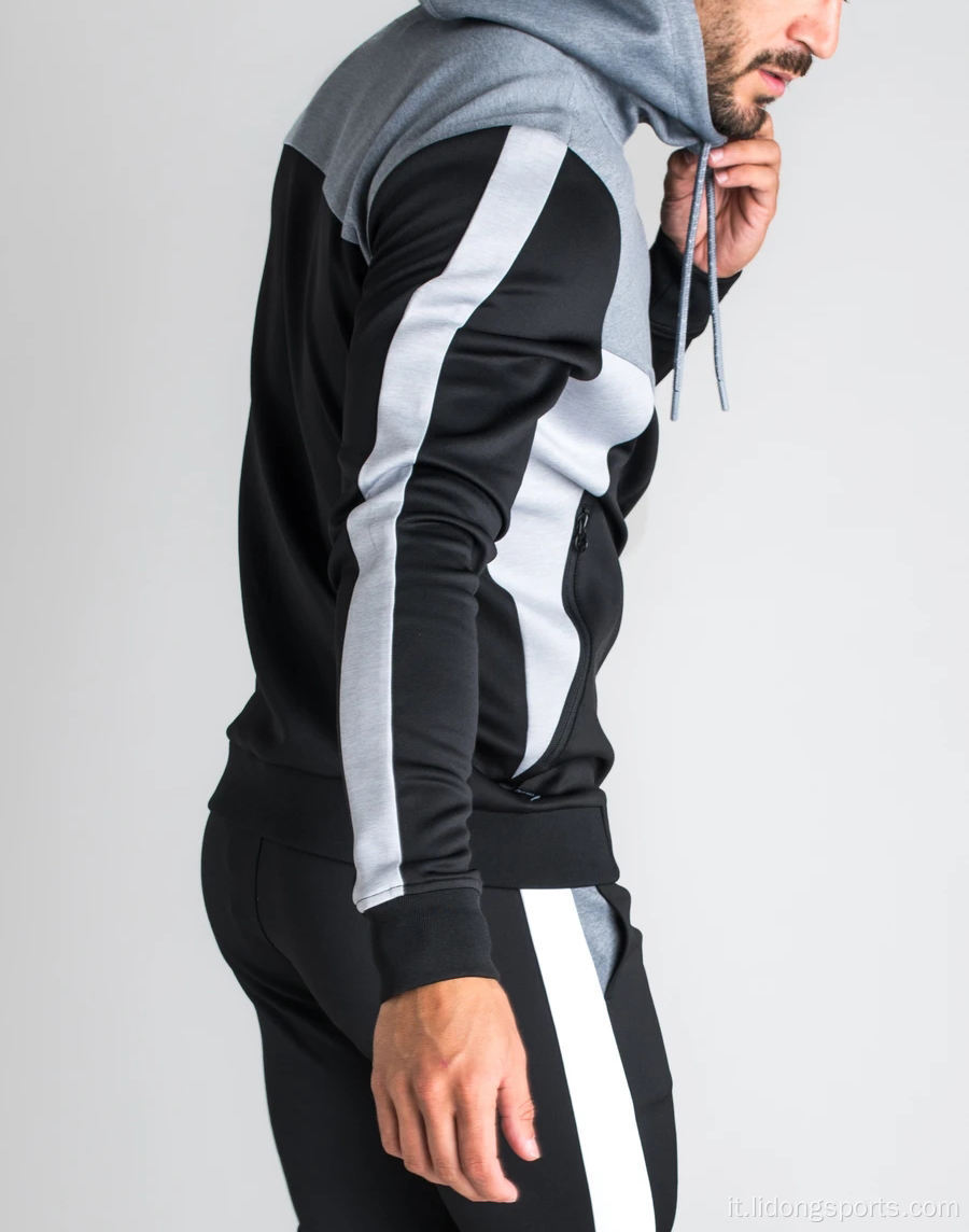 Uomini attivi usura piena zip short becksuit sportivi