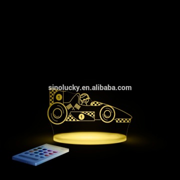 Hot sale 3d illusion racing car design antique night light