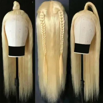 Super Fashionable Transparent Indian 613 Straight Lace Frontal Wig,Unprocessed Raw Indian Hair Wig,613 Blonde Human Wig