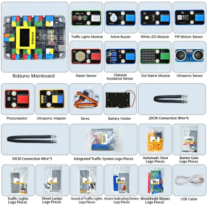 Kidsbits Education Kit Compatible Lego DIY Intelligent Traffic System Kit for Arduino