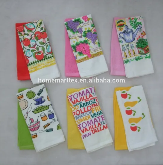 2pcs print kitchen towel cotton tea towel stocklot towel set softtextile home textiles