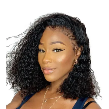 13by4 Water Wave Bob Wig Brazilian Cuticle Aligned Raw Virgin Human Hair Lace Bob Frontal Wigs 150% Density For Black Women