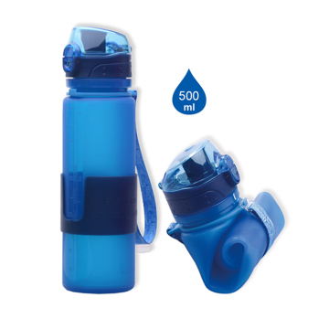 Custom Logo Outdoor Portable Collapsible Silicone Drinking Water Bottle for Sports