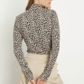 Damen Mode Leopard druckte Langarm-T-Shirts