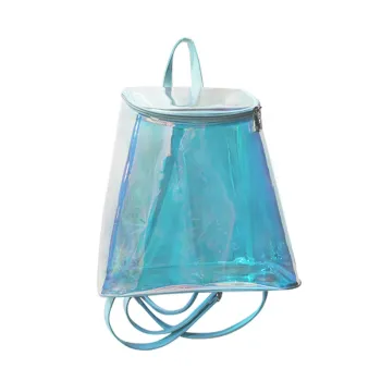 Colored Clear Transparent PVC Multi-Pocket Laser Backpack for School