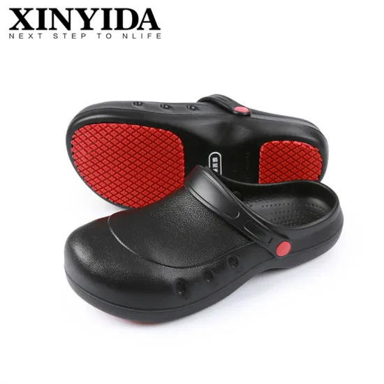 High Quality EVA Non-slip Waterproof Oil-Proof Kitchen Work Shoes Master Cook Restaurant Chef Shoes Flat Sandals Safety Shoes